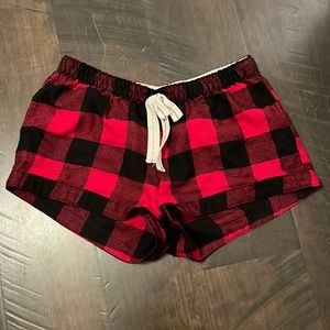 Hollister Red and Black Plaid Pajama Shorts